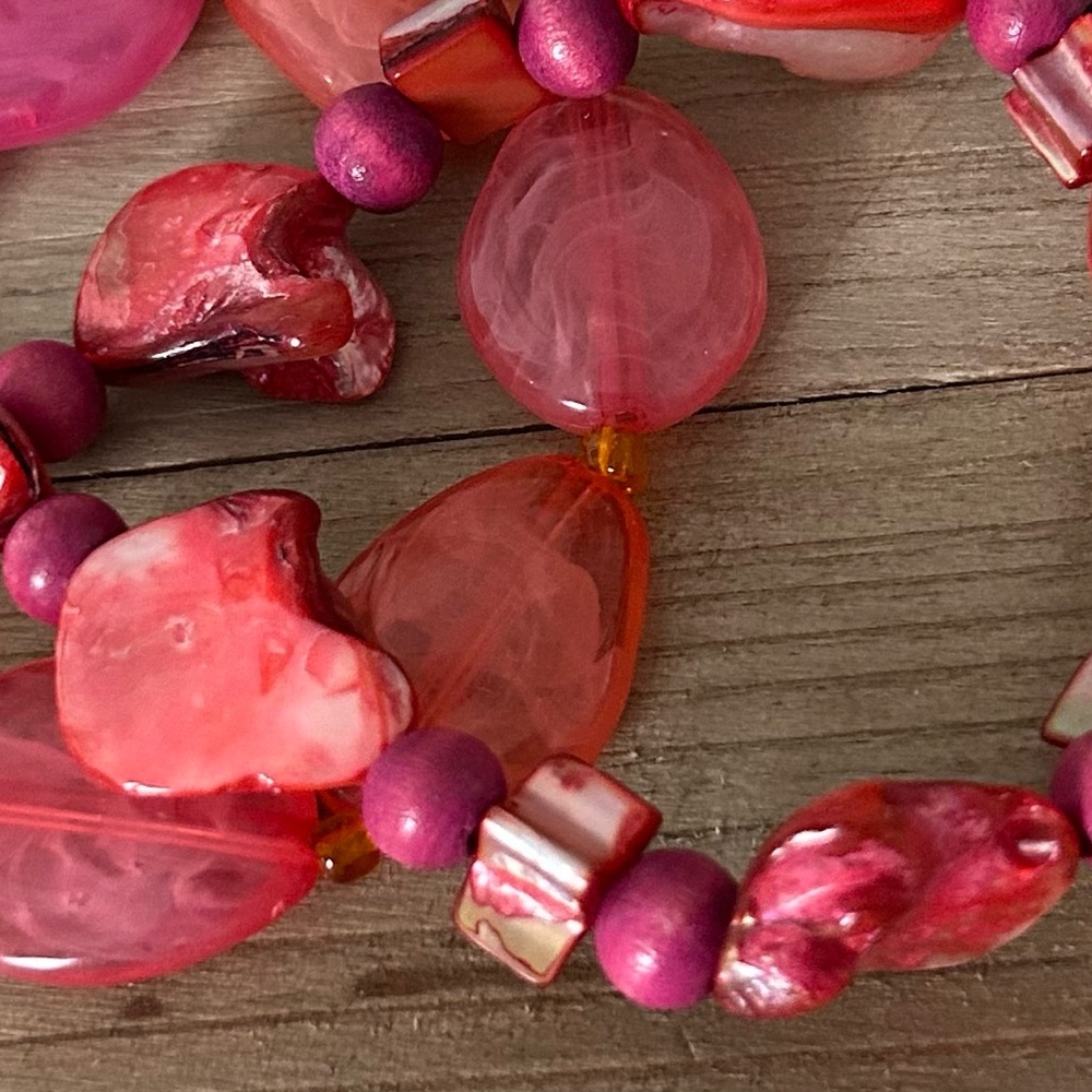 SET of Vibrant Pink and Faux Stone Bracelets - Picture 3 of 6